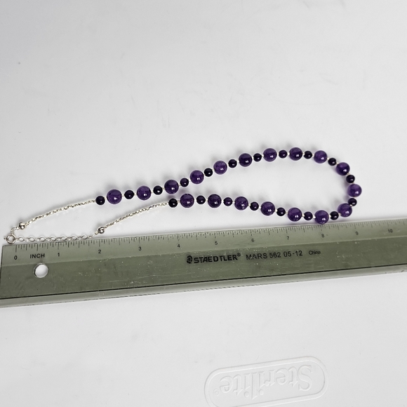 Vintage Sterling Necklace with Vibrant Purple Amethyst Beads Stampsed 925 - Picture 7 of 7